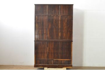 和製ビンテージ　未使用　展示品　シャム柿(ジリコテ)材　奥深く味のある色合いが目を惹く茶箪笥j(収納棚、戸棚、キャビネット、ヴィンテージ)(R-079316)