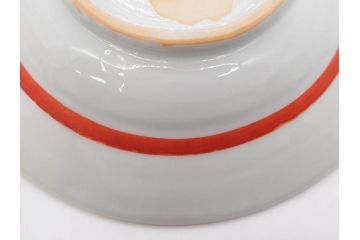 正木春蔵　九谷焼　染付　約14cm　4.6寸　奥ゆかしさを感じる中皿(蟹、カニ、花、和皿、和食器、なます皿、裏印、四寸六分)(R-079318)