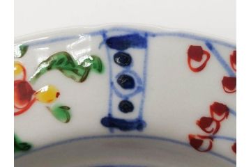 正木春蔵　九谷焼　色絵　約15cm　5寸　食卓を華やかに彩る中皿(葉、ひょうたん、瓢箪、梅、菊、竹、花、植物、和皿、和食器、なます皿、裏印、五寸)(R-079319)