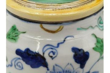 正木春蔵　九谷焼　呉須色絵　染付　穏やかなひとときを演出する急須(菊、花、植物、和食器、水注、茶道具、茶器、水指、水差、裏印)(R-079321)