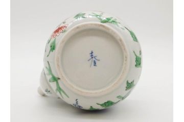 正木春蔵　九谷焼　呉須色絵　染付　穏やかなひとときを演出する急須(菊、花、植物、和食器、水注、茶道具、茶器、水指、水差、裏印)(R-079321)