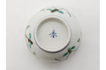 正木春蔵　九谷焼　呉須色絵　染付　温かみを感じる緻密な絵付けが魅力の湯呑み5客セット(花、植物、煎茶、ぐい呑み、湯のみ、和食器、裏印)(R-079323)