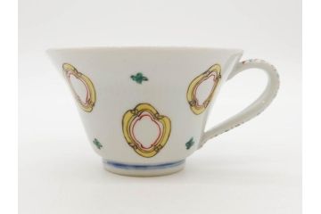 正木春蔵　九谷焼　呉須色絵　染付　愛らしいデザインが魅力のカップ&ソーサー2客セット(花、フラワー、植物、C&S、碗皿、洋食器、裏印)(R-079324)
