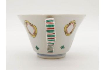 正木春蔵　九谷焼　呉須色絵　染付　愛らしいデザインが魅力のカップ&ソーサー2客セット(花、フラワー、植物、C&S、碗皿、洋食器、裏印)(R-079324)
