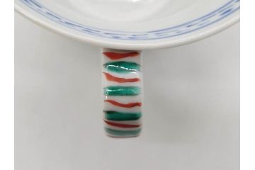 正木春蔵　九谷焼　呉須色絵　染付　愛らしいデザインが魅力のカップ&ソーサー2客セット(花、フラワー、植物、C&S、碗皿、洋食器、裏印)(R-079324)