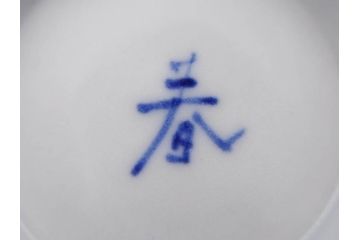 正木春蔵　九谷焼　呉須色絵　染付　愛らしいデザインが魅力のカップ&ソーサー2客セット(花、フラワー、植物、C&S、碗皿、洋食器、裏印)(R-079324)