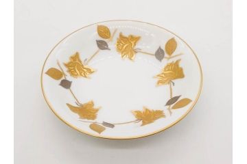 大倉陶園(OKURA、OAC)　 金蝕バラ　品格漂う豪華なプレート5枚セット(手描き、ディッシュ、ローズ、バラ、中皿、洋食器)(R-079325)