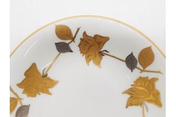 大倉陶園(OKURA、OAC)　 金蝕バラ　品格漂う豪華なプレート5枚セット(手描き、ディッシュ、ローズ、バラ、中皿、洋食器)(R-079325)