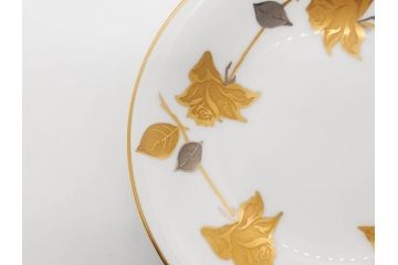 大倉陶園(OKURA、OAC)　 金蝕バラ　品格漂う豪華なプレート5枚セット(手描き、ディッシュ、ローズ、バラ、中皿、洋食器)(R-079325)