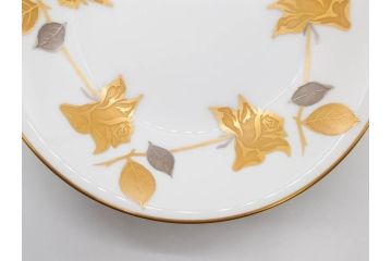 大倉陶園(OKURA、OAC)　 金蝕バラ　品格漂う豪華なプレート5枚セット(手描き、ディッシュ、ローズ、バラ、中皿、洋食器)(R-079325)
