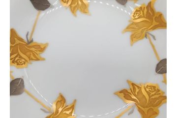大倉陶園(OKURA、OAC)　 金蝕バラ　品格漂う豪華なプレート5枚セット(手描き、ディッシュ、ローズ、バラ、中皿、洋食器)(R-079325)