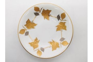 大倉陶園(OKURA、OAC)　 金蝕バラ　品格漂う豪華なプレート5枚セット(手描き、ディッシュ、ローズ、バラ、中皿、洋食器)(R-079325)