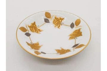 大倉陶園(OKURA、OAC)　 金蝕バラ　品格漂う豪華なプレート5枚セット(手描き、ディッシュ、ローズ、バラ、中皿、洋食器)(R-079325)