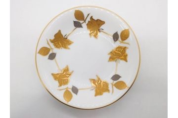 大倉陶園(OKURA、OAC)　 金蝕バラ　品格漂う豪華なプレート5枚セット(手描き、ディッシュ、ローズ、バラ、中皿、洋食器)(R-079325)