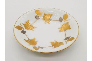 大倉陶園(OKURA、OAC)　 金蝕バラ　品格漂う豪華なプレート5枚セット(手描き、ディッシュ、ローズ、バラ、中皿、洋食器)(R-079325)