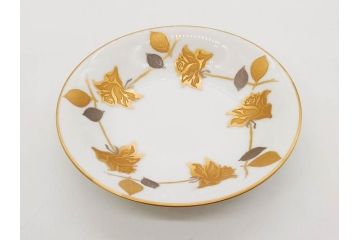 大倉陶園(OKURA、OAC)　 金蝕バラ　品格漂う豪華なプレート5枚セット(手描き、ディッシュ、ローズ、バラ、中皿、洋食器)(R-079325)