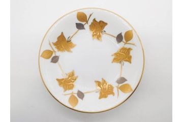 大倉陶園(OKURA、OAC)　 金蝕バラ　品格漂う豪華なプレート5枚セット(手描き、ディッシュ、ローズ、バラ、中皿、洋食器)(R-079325)