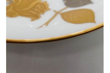 大倉陶園(OKURA、OAC)　 金蝕バラ　品格漂う豪華なプレート5枚セット(手描き、ディッシュ、ローズ、バラ、中皿、洋食器)(R-079325)