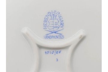 ヘレンド　ハンガリー　HEREND HVNGARY　アポニー・グリーン　オープンワーク　落ち着いた雰囲気のエレガントなプレート(トレイ、トレー、角皿、透かし、四角、スクエア、変形皿、レース、洋食器)(R-079326)