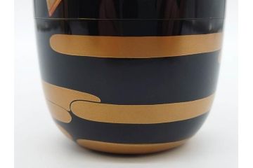 博友作　輪島塗　優美で豪華な棗(菊、花、雲模様、蒔絵、漆器、木製、茶入れ、茶筒、茶道具、茶器、共箱付き)(R-079327)