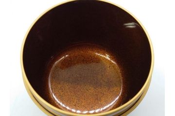 鈴谷鐵五郎　輪島塗　銀杏　繊細な蒔絵に見惚れる棗(いちょう、梨地、漆器、木製、茶入れ、茶筒、茶道具、茶器、共布付き、共箱付き)(R-079428)