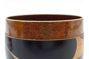 鈴谷鐵五郎　輪島塗　銀杏　繊細な蒔絵に見惚れる棗(いちょう、梨地、漆器、木製、茶入れ、茶筒、茶道具、茶器、共布付き、共箱付き)(R-079428)