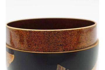 鈴谷鐵五郎　輪島塗　銀杏　繊細な蒔絵に見惚れる棗(いちょう、梨地、漆器、木製、茶入れ、茶筒、茶道具、茶器、共布付き、共箱付き)(R-079428)