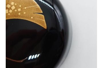 鈴谷鐵五郎　輪島塗　銀杏　繊細な蒔絵に見惚れる棗(いちょう、梨地、漆器、木製、茶入れ、茶筒、茶道具、茶器、共布付き、共箱付き)(R-079428)