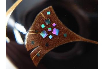 鈴谷鐵五郎　輪島塗　銀杏　繊細な蒔絵に見惚れる棗(いちょう、梨地、漆器、木製、茶入れ、茶筒、茶道具、茶器、共布付き、共箱付き)(R-079428)