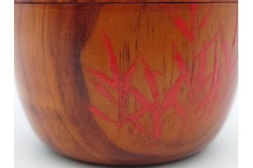 今日主　芦ノ絵　木目が美しい松棗(花押、木製、茶入れ、茶筒、茶道具、茶器、共箱付き)(R-079429)