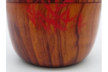 今日主　芦ノ絵　木目が美しい松棗(花押、木製、茶入れ、茶筒、茶道具、茶器、共箱付き)(R-079429)