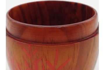 今日主　芦ノ絵　木目が美しい松棗(花押、木製、茶入れ、茶筒、茶道具、茶器、共箱付き)(R-079429)