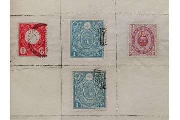 戦前　切手・エンタイヤセット(郵便切手貯金台紙、使用済み切手、郵便電信局、朝鮮、支那、大日本帝国郵便)(R-079432)