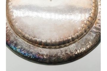 戦前　大阪　尚美堂造　純銀　青海盆　重量 約444g　気品を感じるお盆(トレー、トレイ、丸盆、シルバー、共布付き、共箱付き)(R-079434)