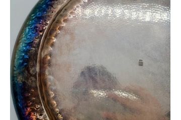 戦前　大阪　尚美堂造　純銀　青海盆　重量 約444g　気品を感じるお盆(トレー、トレイ、丸盆、シルバー、共布付き、共箱付き)(R-079434)