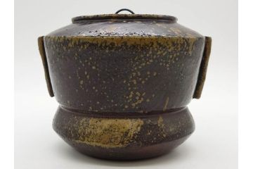 桃山時代　古備前　侘び寂びを感じる水指(水差、雲屯、水器、茶器、茶道具、茶陶、共箱付き)(R-079435)