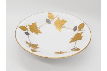 大倉陶園(OKURA、OAC)　 金蝕バラ　気品漂うボウル(手描き、ディッシュ、ローズ、バラ、深皿、大皿、フルーツ皿、コンポート、菓子鉢、洋食器)(R-079436)