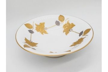 大倉陶園(OKURA、OAC)　 金蝕バラ　気品漂うボウル(手描き、ディッシュ、ローズ、バラ、深皿、大皿、フルーツ皿、コンポート、菓子鉢、洋食器)(R-079436)