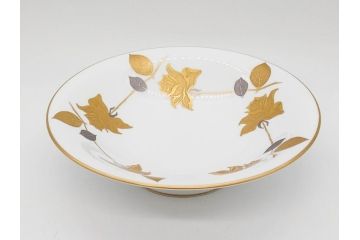 大倉陶園(OKURA、OAC)　 金蝕バラ　気品漂うボウル(手描き、ディッシュ、ローズ、バラ、深皿、大皿、フルーツ皿、コンポート、菓子鉢、洋食器)(R-079436)