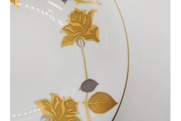 大倉陶園(OKURA、OAC)　 金蝕バラ　気品漂うボウル(手描き、ディッシュ、ローズ、バラ、深皿、大皿、フルーツ皿、コンポート、菓子鉢、洋食器)(R-079436)