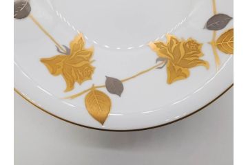 大倉陶園(OKURA、OAC)　 金蝕バラ　気品漂うボウル(手描き、ディッシュ、ローズ、バラ、深皿、大皿、フルーツ皿、コンポート、菓子鉢、洋食器)(R-079436)