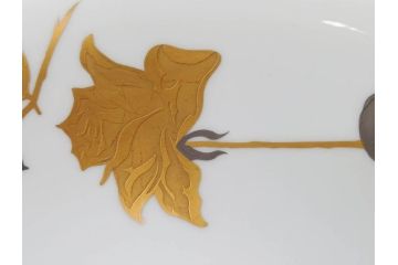 大倉陶園(OKURA、OAC)　 金蝕バラ　気品漂うボウル(手描き、ディッシュ、ローズ、バラ、深皿、大皿、フルーツ皿、コンポート、菓子鉢、洋食器)(R-079436)