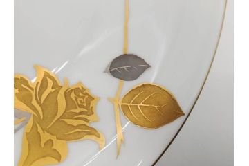 大倉陶園(OKURA、OAC)　 金蝕バラ　気品漂うボウル(手描き、ディッシュ、ローズ、バラ、深皿、大皿、フルーツ皿、コンポート、菓子鉢、洋食器)(R-079436)