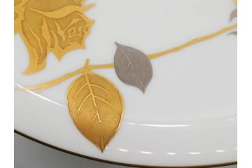 大倉陶園(OKURA、OAC)　 金蝕バラ　気品漂うボウル(手描き、ディッシュ、ローズ、バラ、深皿、大皿、フルーツ皿、コンポート、菓子鉢、洋食器)(R-079436)