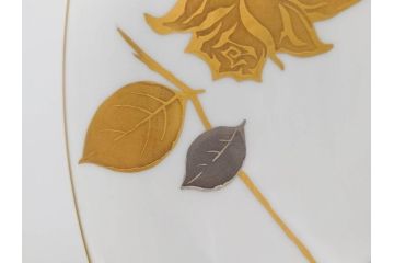 大倉陶園(OKURA、OAC)　 金蝕バラ　気品漂うボウル(手描き、ディッシュ、ローズ、バラ、深皿、大皿、フルーツ皿、コンポート、菓子鉢、洋食器)(R-079436)