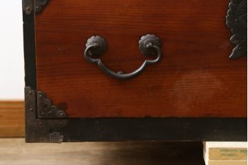 和製アンティーク　前面欅(ケヤキ)材　使い込まれた風合いが味わい深い仙台姫箪笥(仙台箪笥、小箪笥、和たんす、衣装タンス、収納箪笥、整理箪笥、時代箪笥、引き出し)(R-079443)