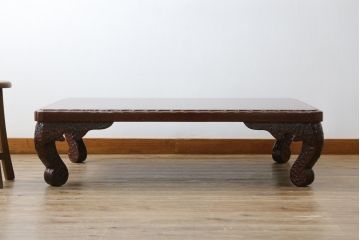 中古　未使用　展示品　東北　津軽塗り　唐塗り　隅々まで意匠を凝らした上質で美しい漆塗りの座卓(ローテーブル、センターテーブル、リビングテーブル)(定価約80万円)(R-079446)