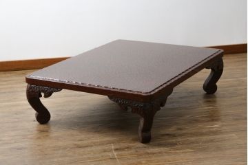 中古　未使用　展示品　東北　津軽塗り　唐塗り　隅々まで意匠を凝らした上質で美しい漆塗りの座卓(ローテーブル、センターテーブル、リビングテーブル)(定価約80万円)(R-079446)