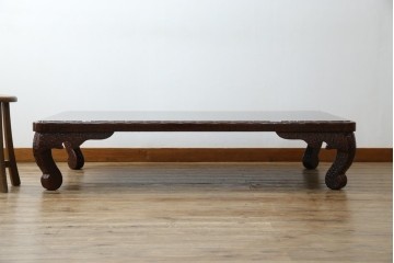 中古　未使用　展示品　東北　津軽塗り　唐塗り　隅々まで意匠を凝らした上質で美しい漆塗りの座卓　定価約95万円　(R-079447)