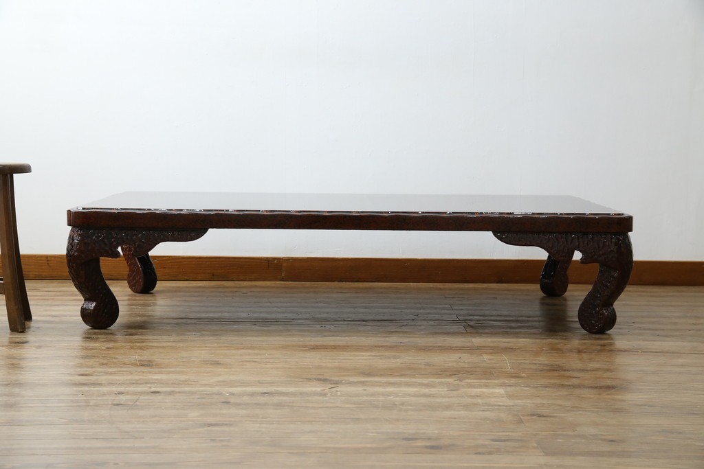 中古　未使用　展示品　東北　津軽塗り　唐塗り　隅々まで意匠を凝らした上質で美しい漆塗りの座卓　定価約95万円　(R-079447)